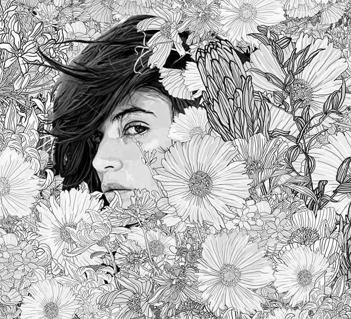 美人與花插畫：用線條淋漓盡致展現(xiàn)女性魅力！