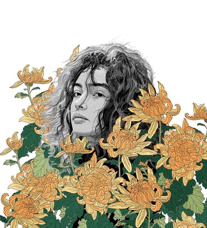 美人與花插畫：用線條淋漓盡致展現(xiàn)女性魅力！
