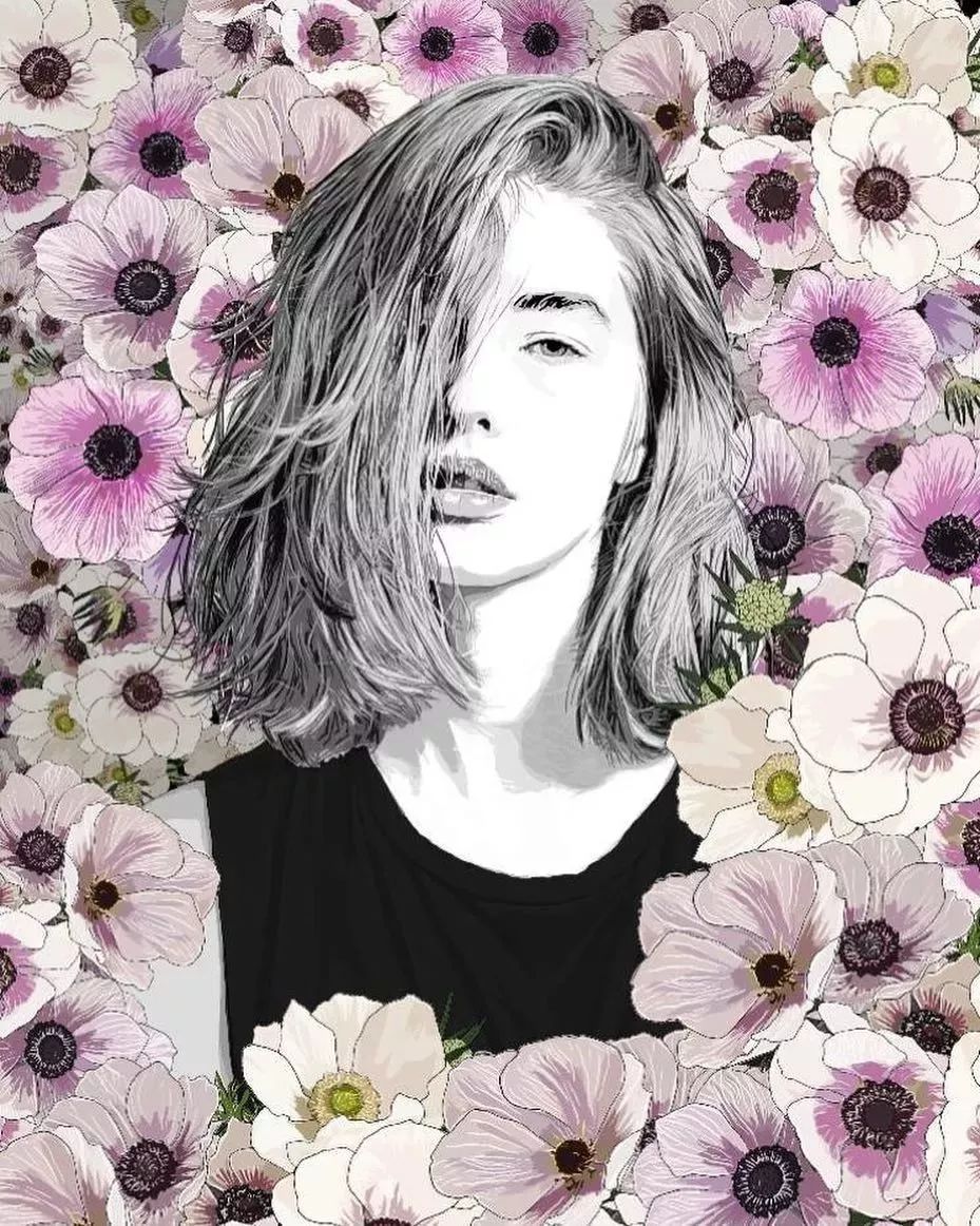 美人與花插畫：用線條淋漓盡致展現(xiàn)女性魅力！