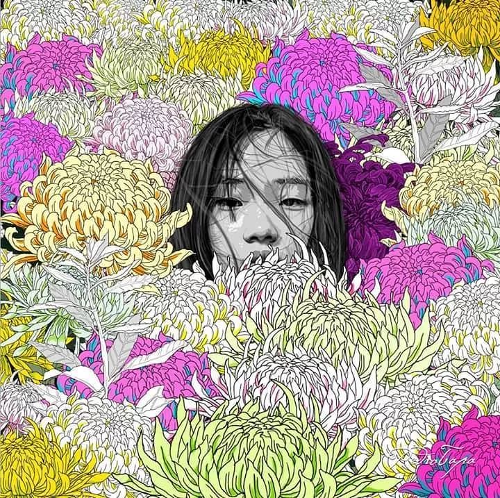 美人與花插畫：用線條淋漓盡致展現(xiàn)女性魅力！