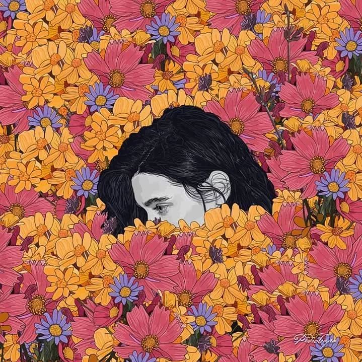 美人與花插畫：用線條淋漓盡致展現(xiàn)女性魅力！