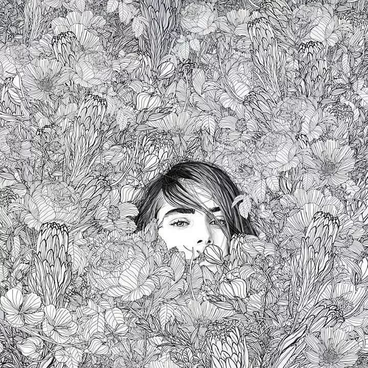 美人與花插畫：用線條淋漓盡致展現(xiàn)女性魅力！