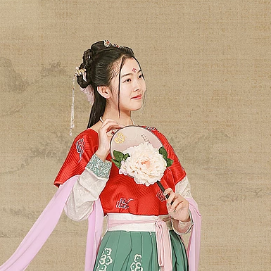 古典牡丹帶傘團(tuán)扇女生頭像，唯美古風(fēng)真人頭像