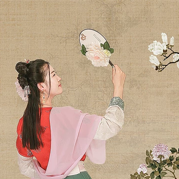 古典牡丹帶傘團(tuán)扇女生頭像，唯美古風(fēng)真人頭像