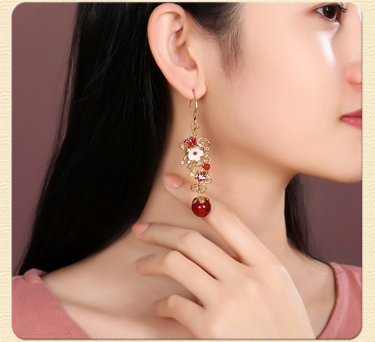 復(fù)古風(fēng)耳墜耳環(huán)，氣質(zhì)紅色耳環(huán)首飾