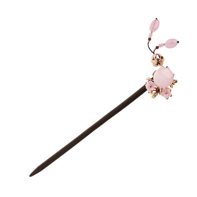 櫻戀粉雪發(fā)簪，氣質(zhì)小清新粉水晶簪子頭飾