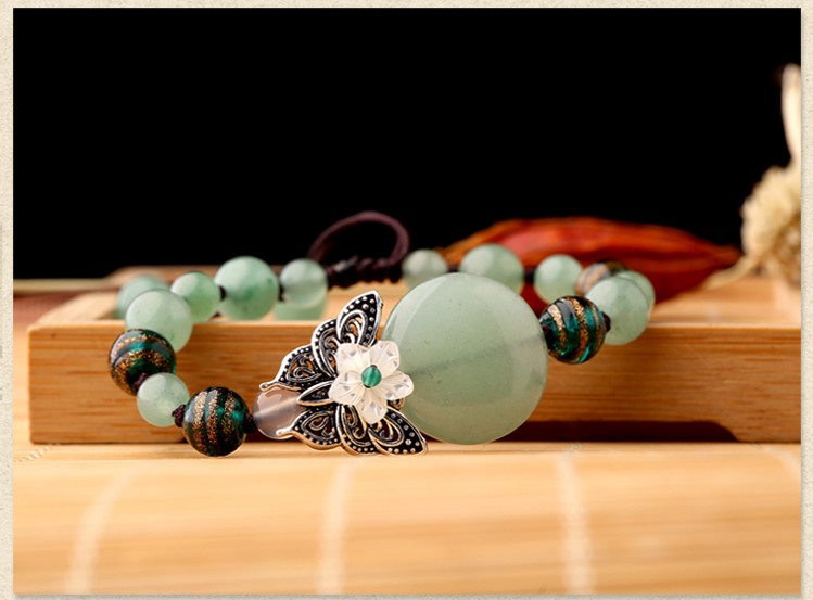綠色森系手鏈，簡約個性蝴蝶手串飾品