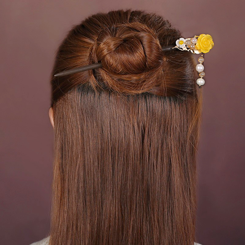 清新脫俗黃花朵簪子：古風(fēng)氣質(zhì)發(fā)簪頭飾