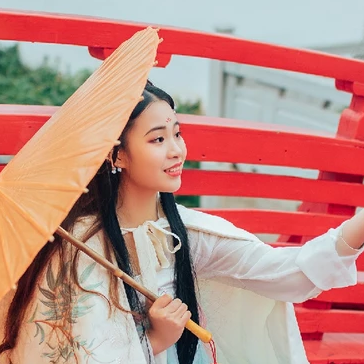 超萌可愛帶團扇女生頭像，唯美古風真人頭像