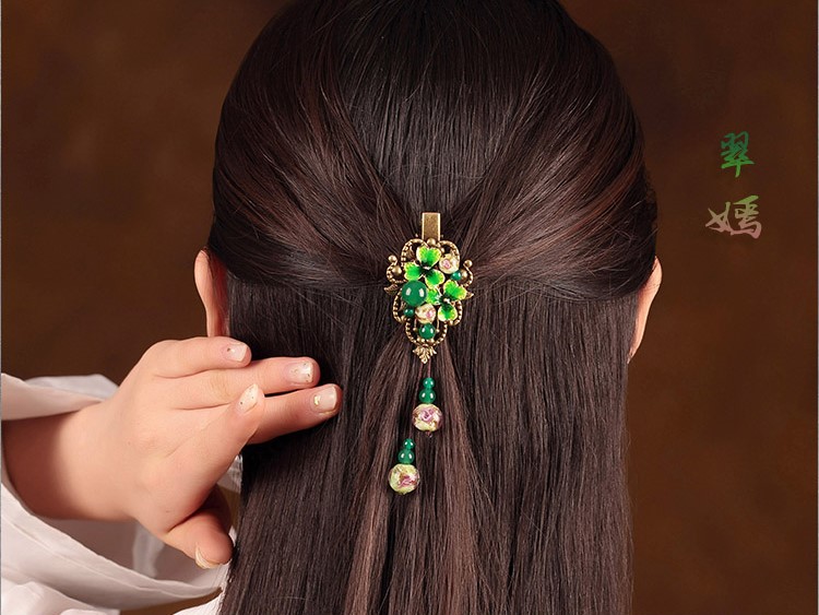 清新翠嫣發(fā)夾，古風(fēng)簡約發(fā)飾頭飾
