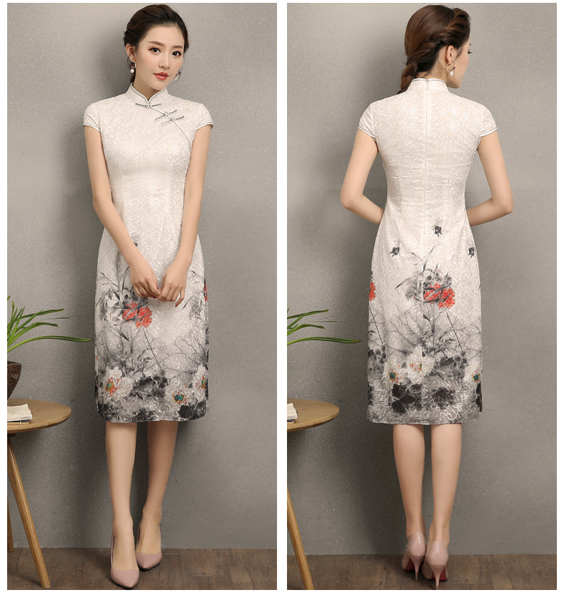 淡雅花容旗袍，復(fù)古時(shí)尚旗袍裙