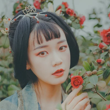 山茶花開女生頭像，唯美古風真人頭像