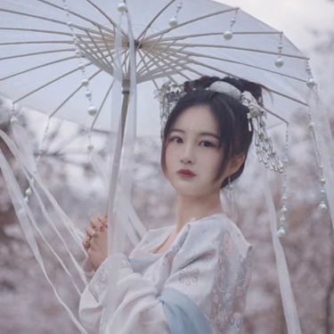 櫻落紛飛帶傘女生頭像，唯美古風(fēng)真人頭像