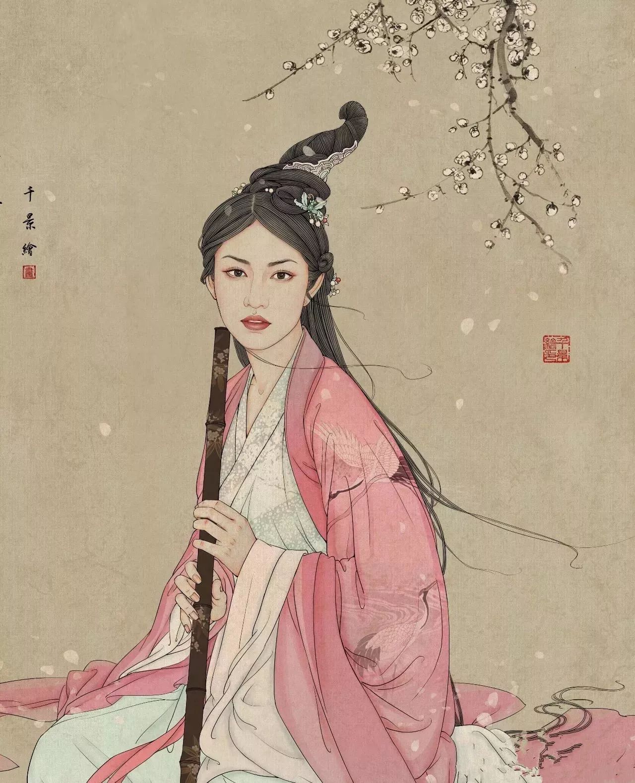 驚艷手繪插畫：古風線條畫出女子極致的美