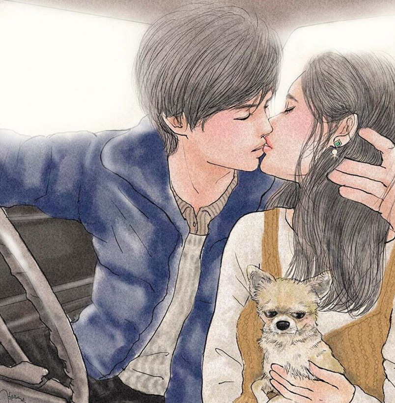 一組情侶情趣插畫，充滿誘惑的手繪插畫