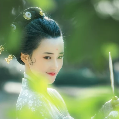 優(yōu)雅賞春帶團(tuán)扇女生頭像，唯美古風(fēng)真人頭像