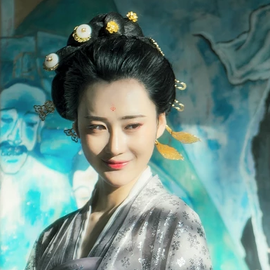 優(yōu)雅賞春帶團(tuán)扇女生頭像，唯美古風(fēng)真人頭像