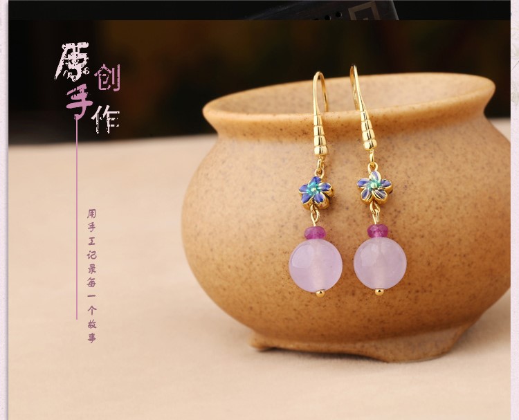 復(fù)古紫色超仙耳環(huán)，氣質(zhì)古風(fēng)小巧耳飾首飾