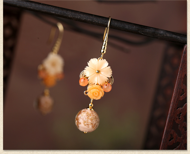 清新淡黃琉璃耳環(huán)，氣質(zhì)古典超仙首飾