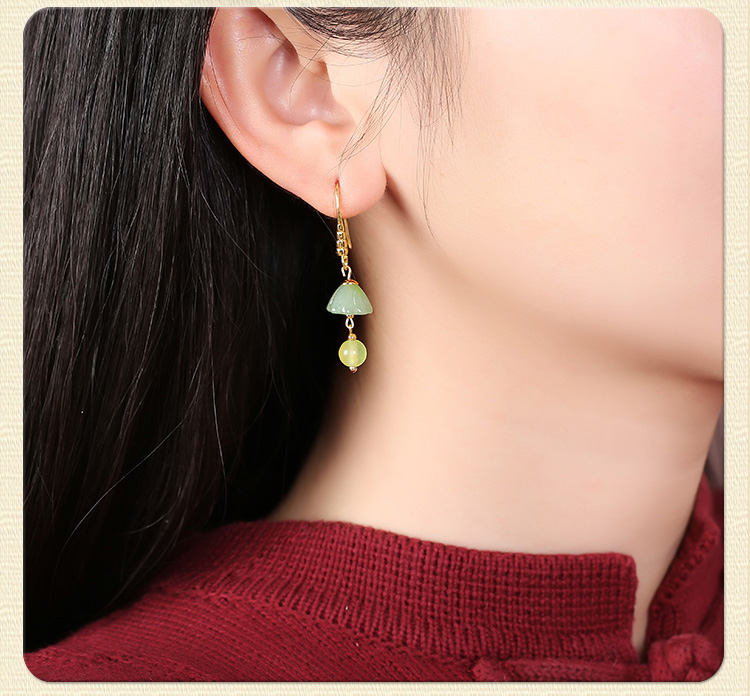 古風(fēng)淡雅蓮蓬耳環(huán)，氣文藝復(fù)古味道首飾