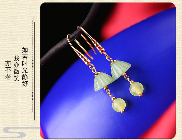 古風(fēng)淡雅蓮蓬耳環(huán)，氣文藝復(fù)古味道首飾