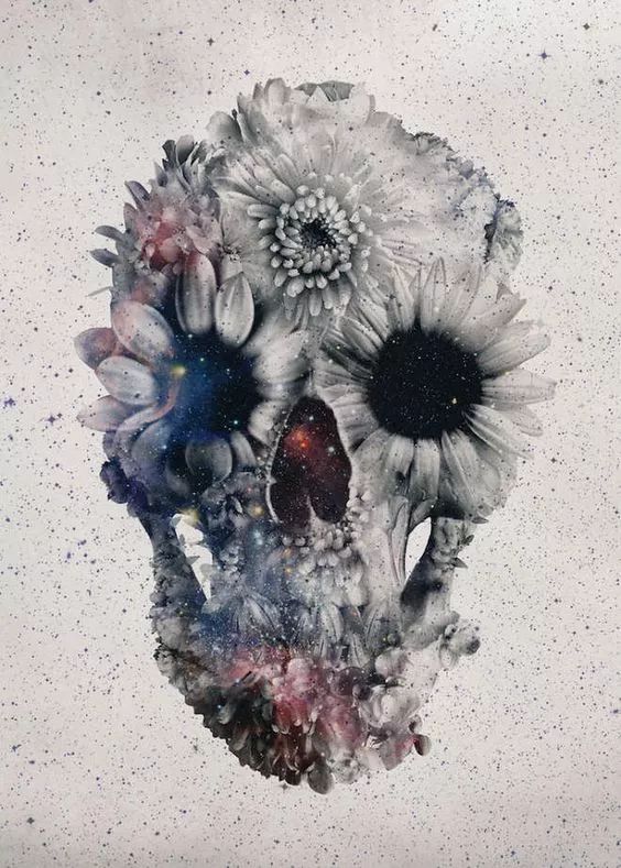 一組手繪骷髏頭插畫，猶如帶刺的玫瑰！