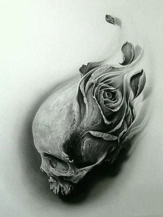 一組手繪骷髏頭插畫(huà)，猶如帶刺的玫瑰！