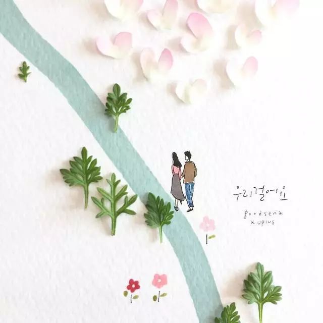 一組創(chuàng)意花瓣插畫，小清新唯美手繪插畫