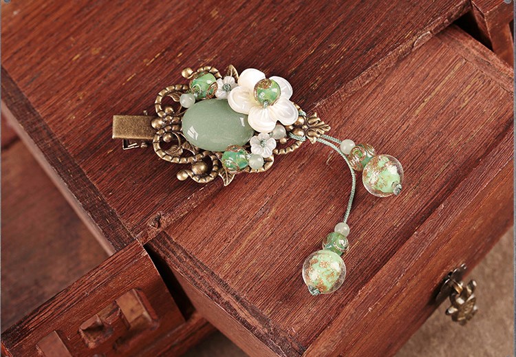 碧水柔芳發(fā)夾，古風古典流蘇頭飾