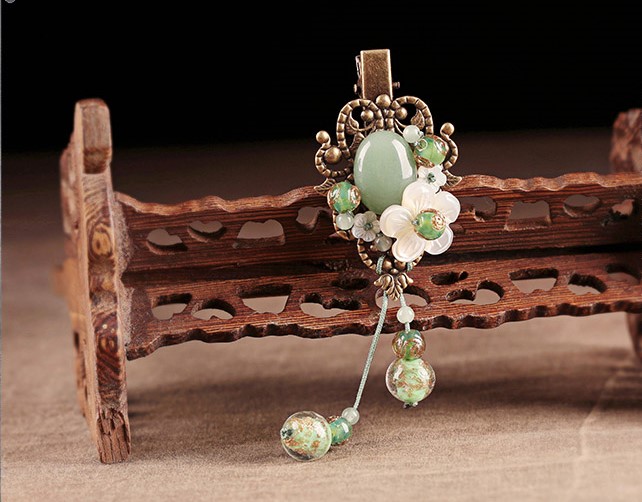 碧水柔芳發(fā)夾，古風古典流蘇頭飾