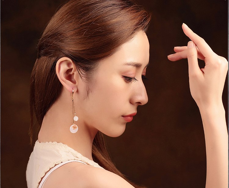 優(yōu)雅個(gè)性瑪瑙平安扣耳墜耳環(huán)，古風(fēng)長(zhǎng)款耳環(huán)
