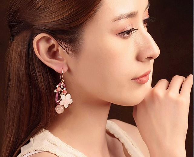 琉璃貝殼耳墜耳環(huán)，古風(fēng)嬌美耳環(huán)