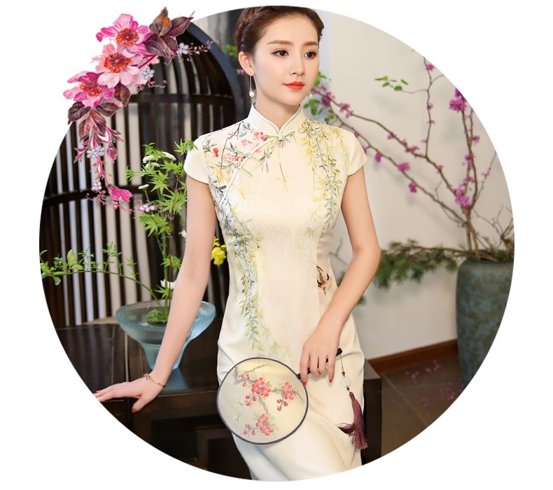 綠盈柳絲繡花旗袍，清新唯美旗袍裙