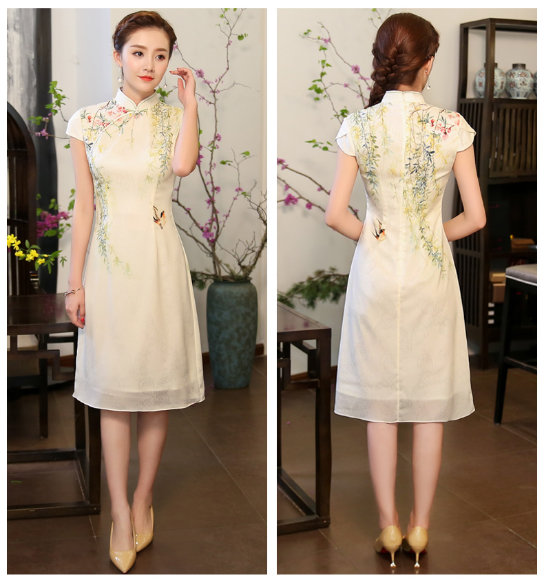 綠盈柳絲繡花旗袍，清新唯美旗袍裙