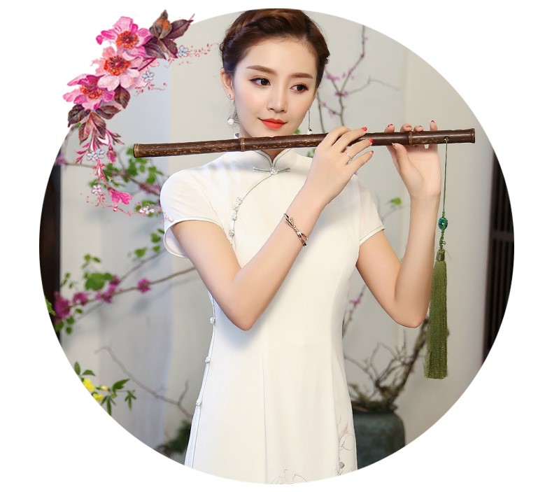 白玉嬌旗袍，復(fù)古素雅旗袍裙