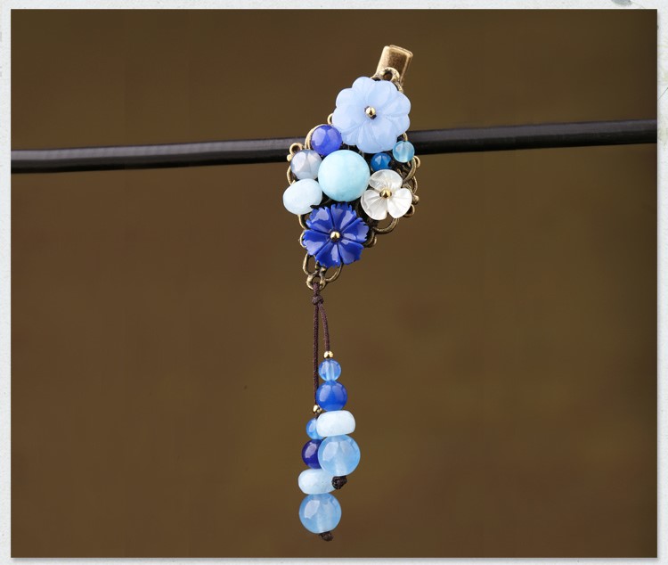 古風(fēng)藍色發(fā)夾，唯美優(yōu)雅頭飾