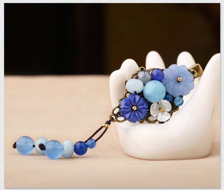 古風(fēng)藍色發(fā)夾，唯美優(yōu)雅頭飾
