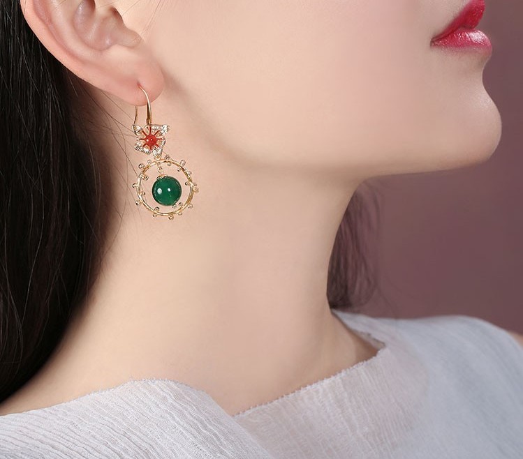 超仙不對(duì)稱吊墜耳環(huán)，復(fù)古瑪瑙耳墜耳環(huán)