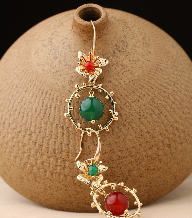 超仙不對(duì)稱吊墜耳環(huán)，復(fù)古瑪瑙耳墜耳環(huán)