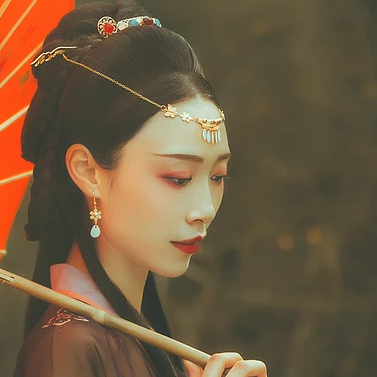 古典少女帶團扇女生頭像，唯美古風(fēng)真頭像