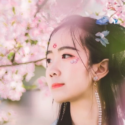 海棠花開女生頭像，唯美古風真人頭像