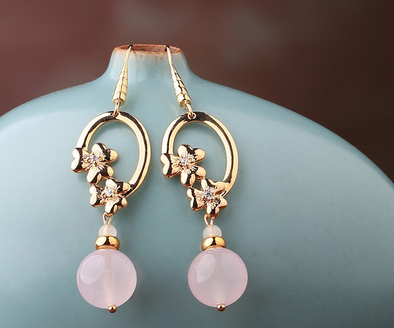 冷淡風(fēng)復(fù)古耳環(huán)，少女玉墜耳飾首飾