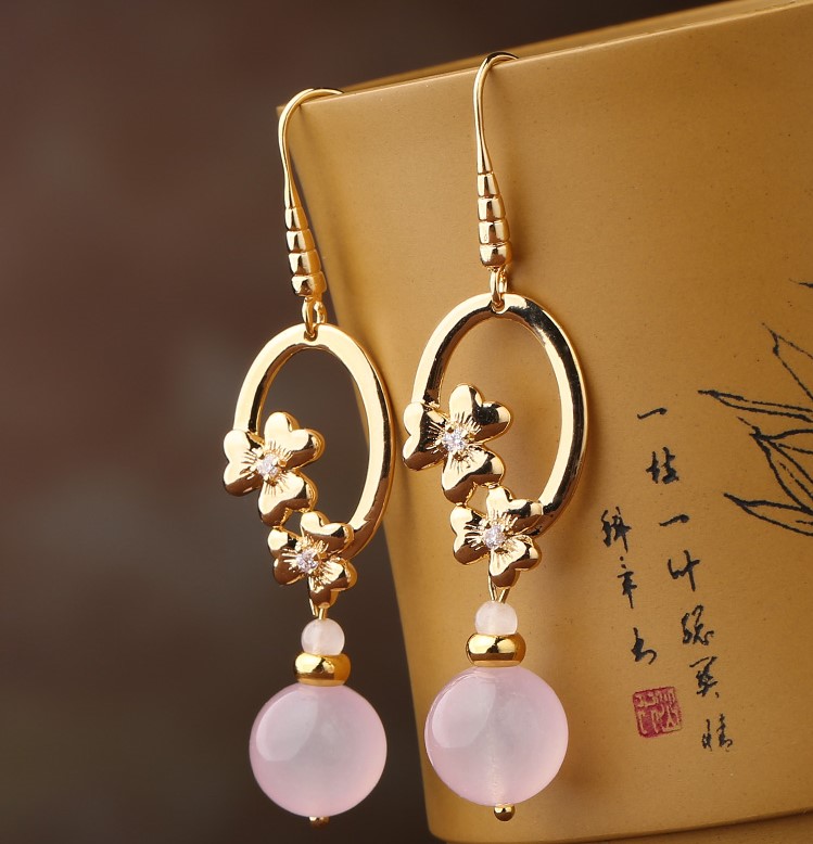 冷淡風(fēng)復(fù)古耳環(huán)，少女玉墜耳飾首飾