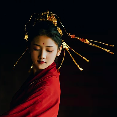 驚艷紅衣女生頭像，唯美古風(fēng)真人頭像