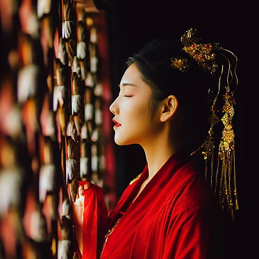 驚艷紅衣女生頭像，唯美古風(fēng)真人頭像
