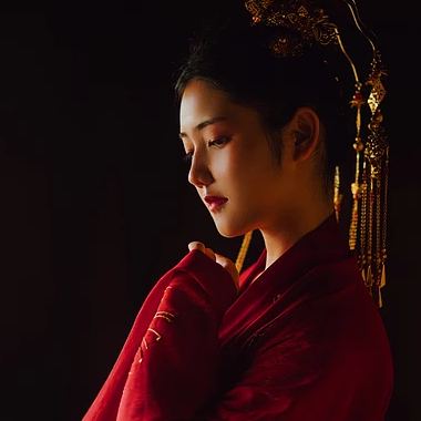 驚艷紅衣女生頭像，唯美古風(fēng)真人頭像