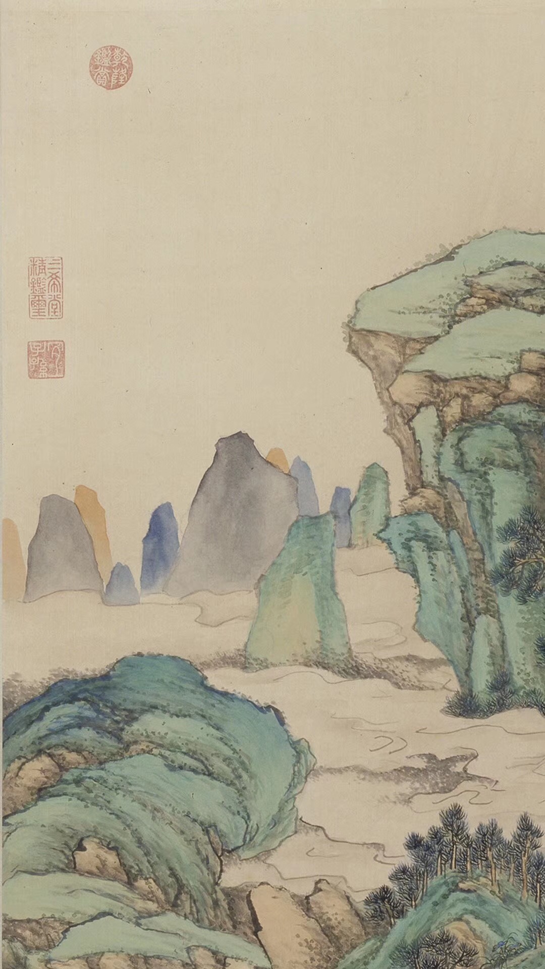 盎然春色的《仙境春長圖》：青綠山水生機無限