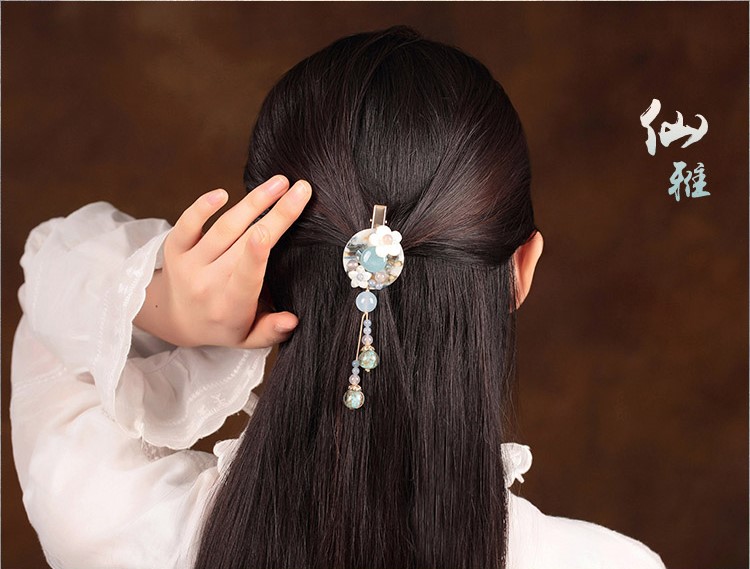 仙雅古風(fēng)發(fā)夾，清新潔白頭飾