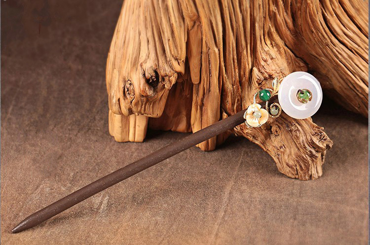 古風簡約簪子：雨清平安扣發(fā)簪頭飾