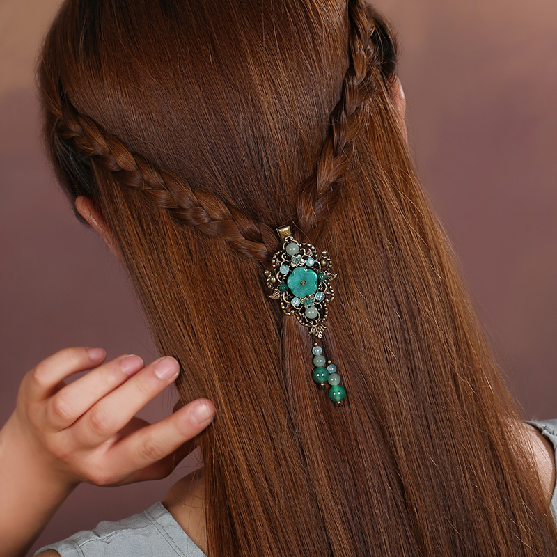 陌上花飛發(fā)夾，古風碧綠頭飾